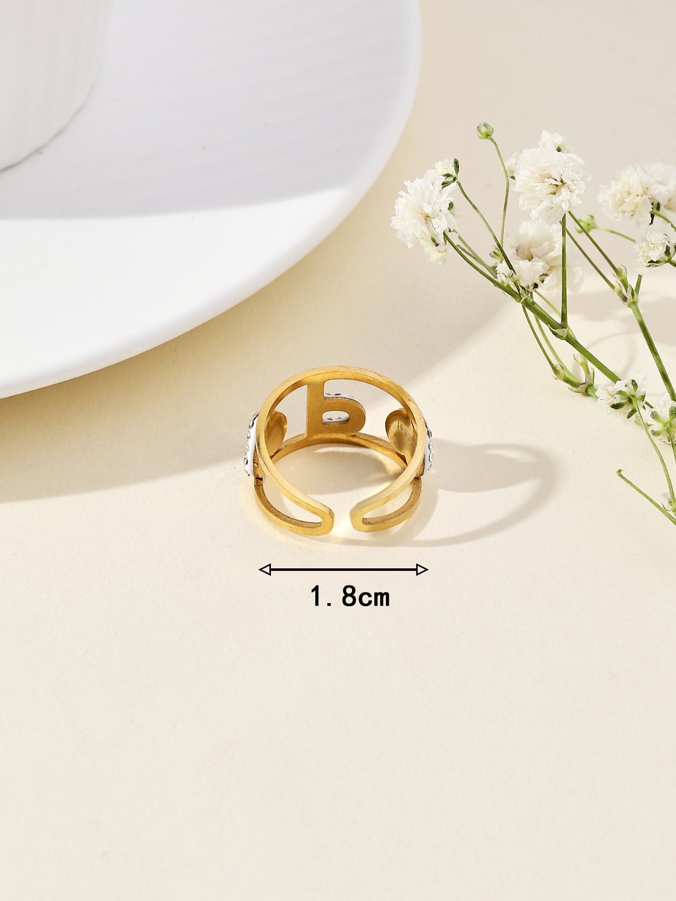 Streetwear Geometric Letter Stainless Steel Plating Inlay Zircon 18k Gold Plated Open Rings display picture 2