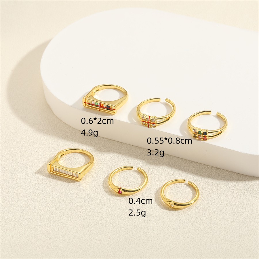 Beach Simple Style Commute Geometric Copper Plating Inlay Zircon 14k Gold Plated Open Rings display picture 4
