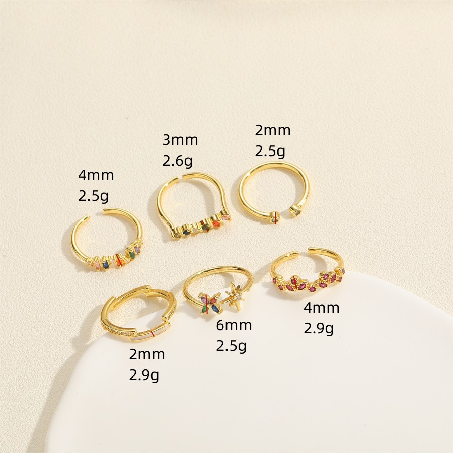 Elegant Vintage Style Sweet Flower Copper Plating Inlay Zircon 14k Gold Plated Open Rings display picture 7