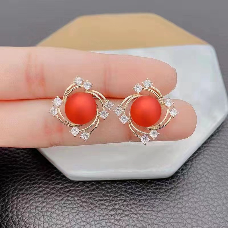 1 Paire Style Simple Rond Incruster Alliage Strass Boucles D'oreilles display picture 1