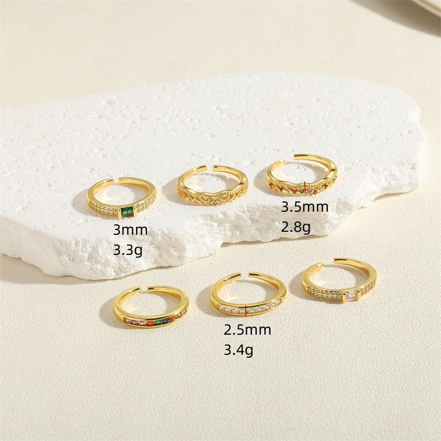 Elegant Lady Geometric Copper Plating Inlay Zircon 14k Gold Plated Open Rings display picture 4