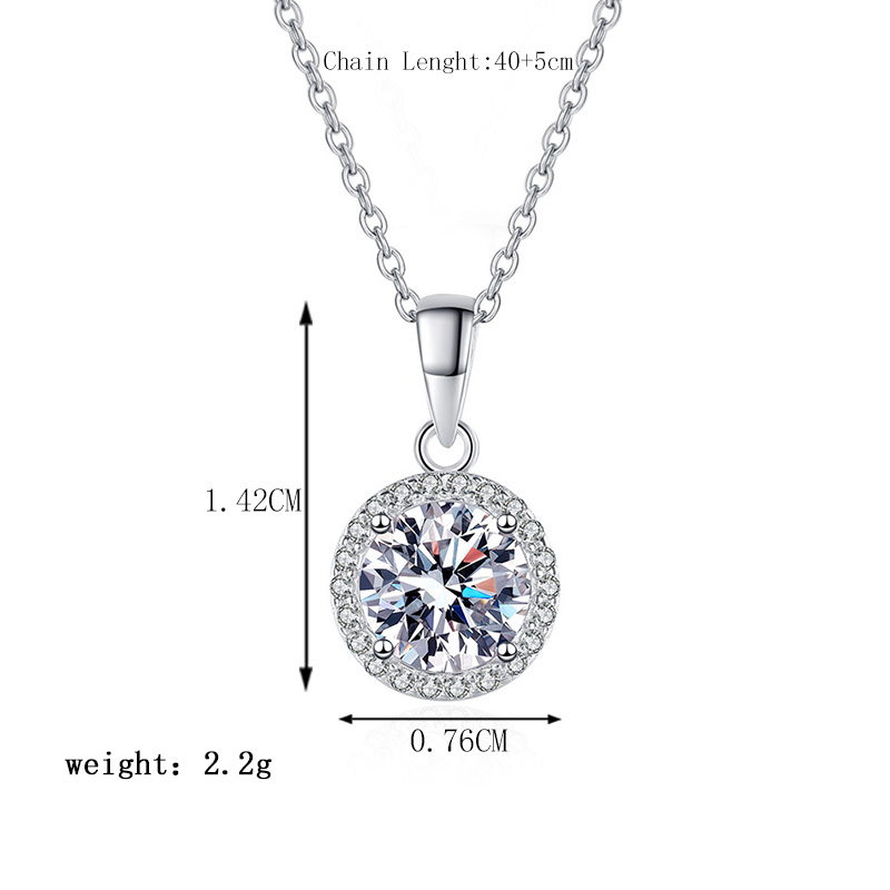 Simple Style Round Sterling Silver Plating Inlay Moissanite 18k Gold Plated Pendant Necklace display picture 5