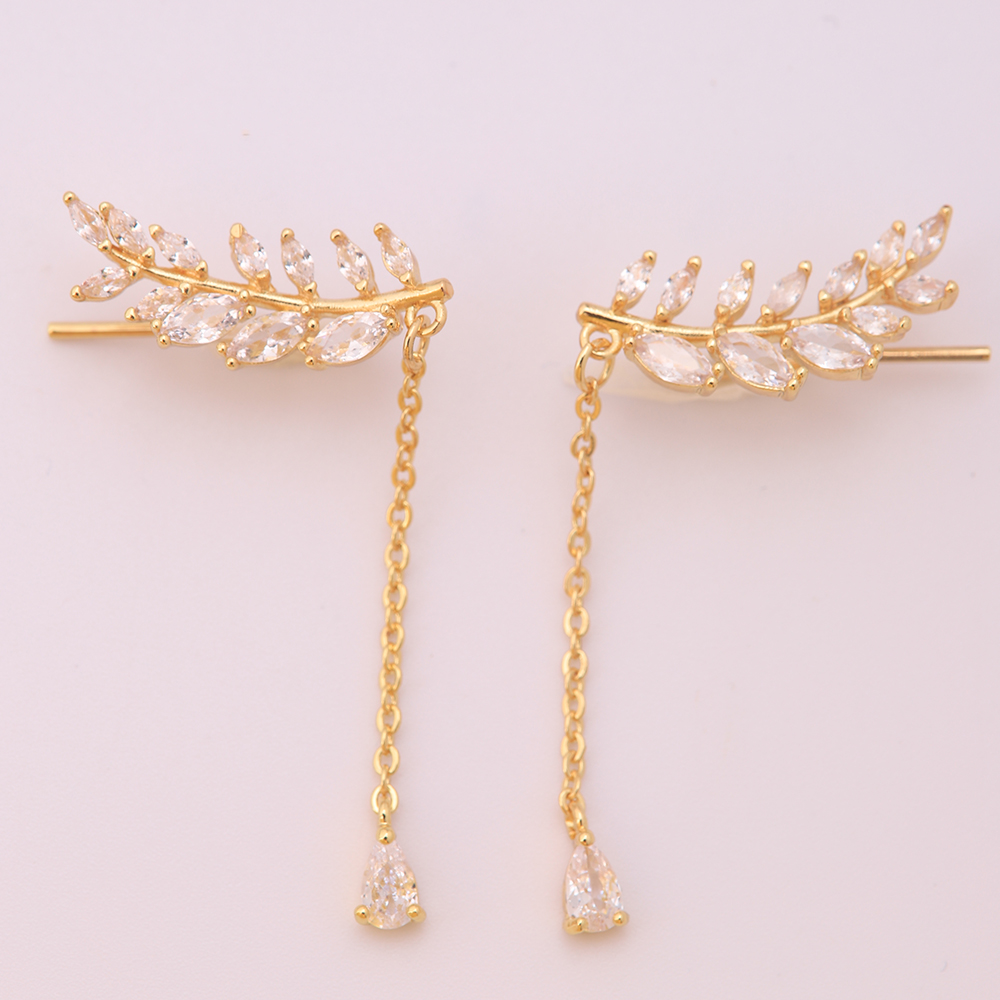 1 Pair Ig Style Streetwear Grain Plating Inlay Brass Zircon 18k Gold Plated Drop Earrings display picture 4