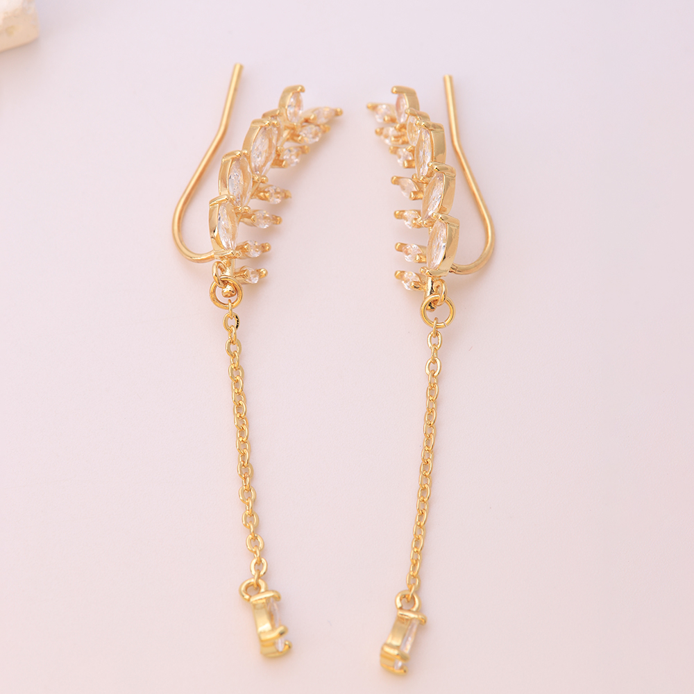 1 Pair Ig Style Streetwear Grain Plating Inlay Brass Zircon 18k Gold Plated Drop Earrings display picture 5