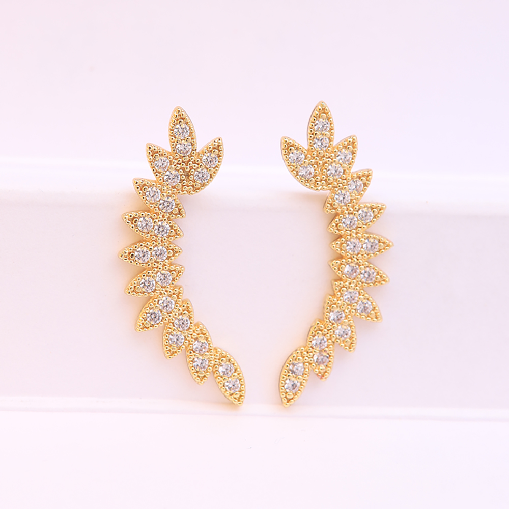 1 Pair Ig Style Wings Plating Inlay Brass Zircon 18k Gold Plated Ear Studs display picture 1