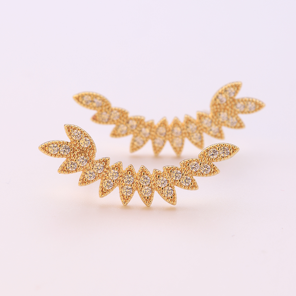 1 Pair Ig Style Wings Plating Inlay Brass Zircon 18k Gold Plated Ear Studs display picture 3