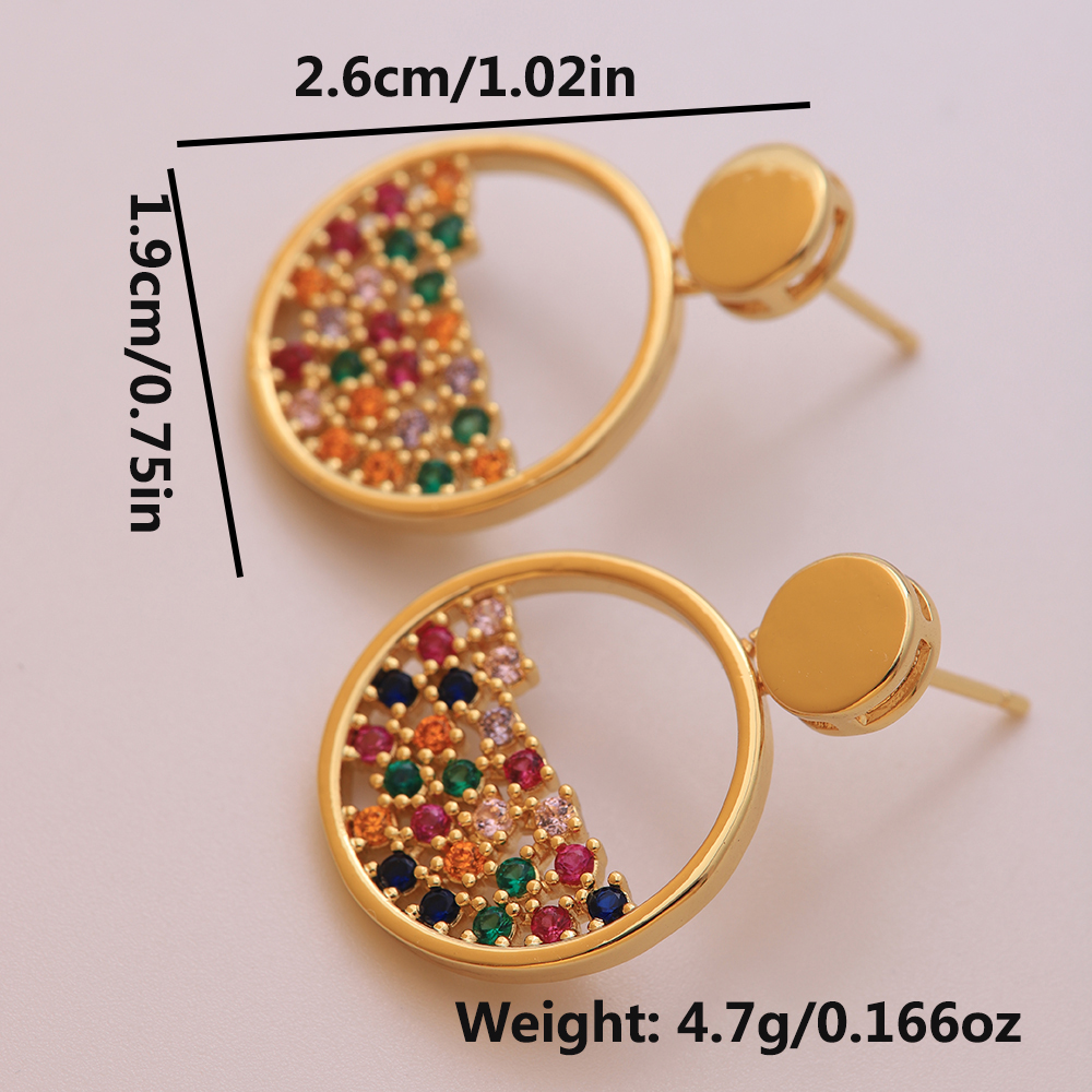 1 Pair Ig Style Elegant Streetwear Round Plating Inlay Brass Zircon 18k Gold Plated Ear Studs display picture 2