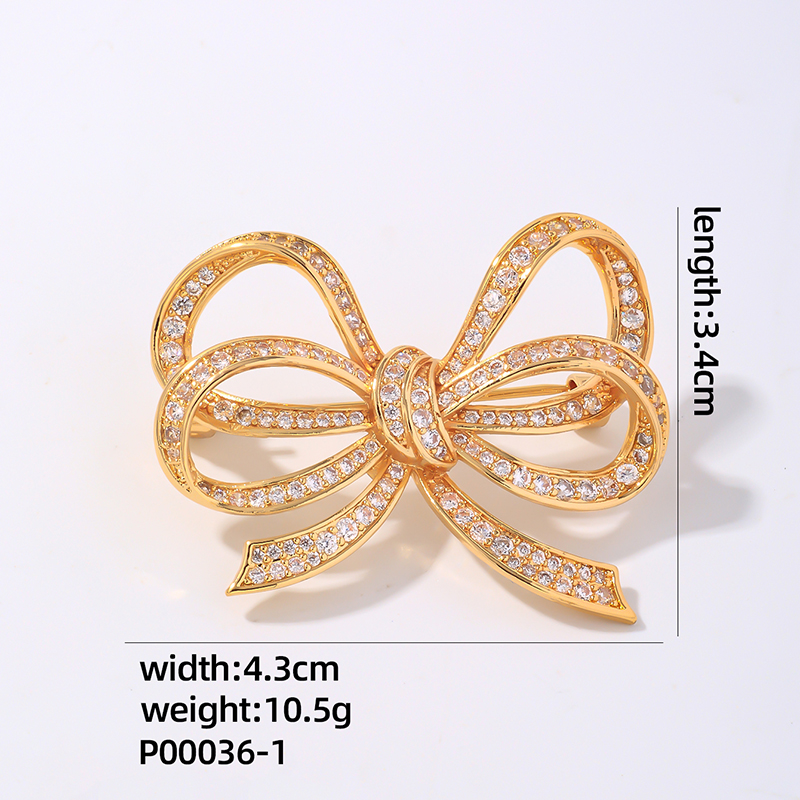 Simple Style Classic Style Bow Knot Copper Plating Inlay Zircon Women's Brooches 1 Piece display picture 1
