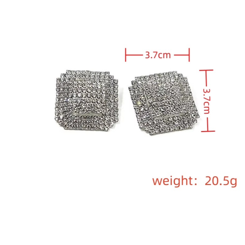1 Pair Vintage Style Square Solid Color Plating Inlay Alloy Rhinestones Silver Plated Ear Studs display picture 17