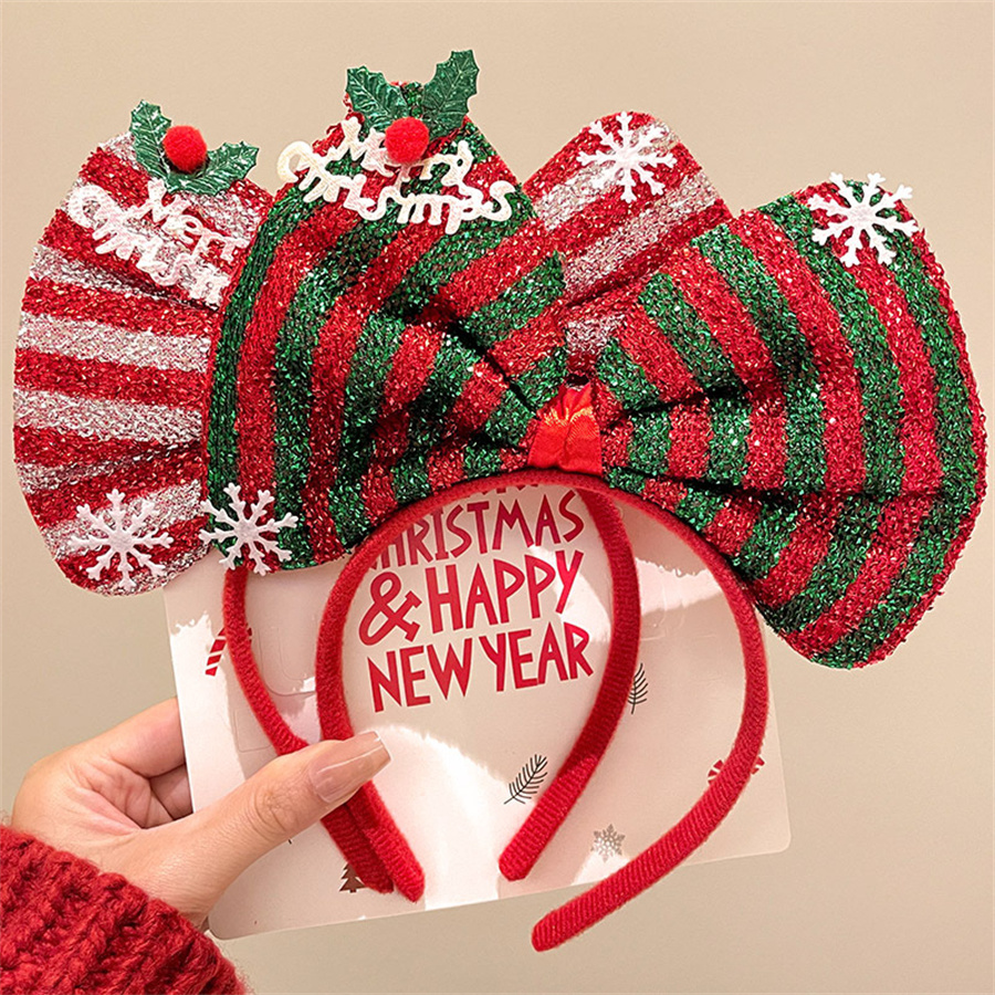 Cute Sweet Santa Claus Snowman Elk Plastic Flannel Hair Band display picture 9