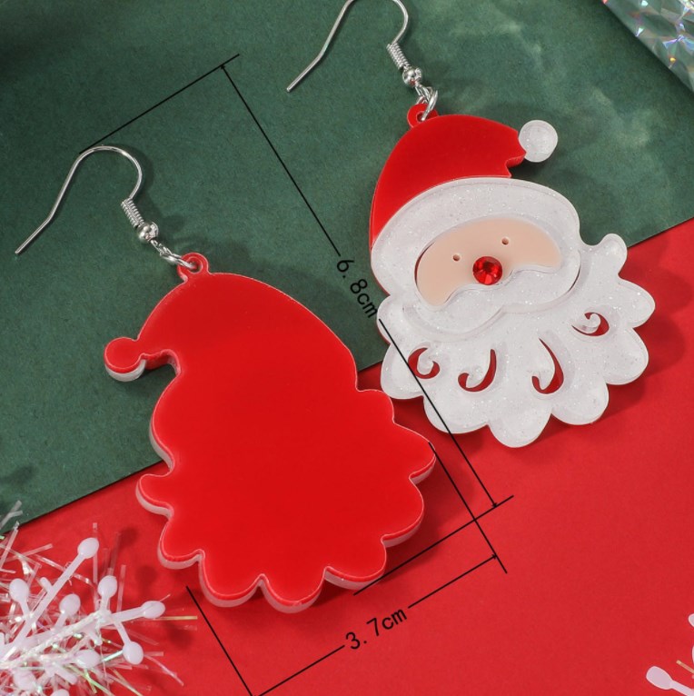 1 Paar Süß Weihnachtsmann Weihnachtssocken Schneeflocke Aryl Tropfenohrringe display picture 8