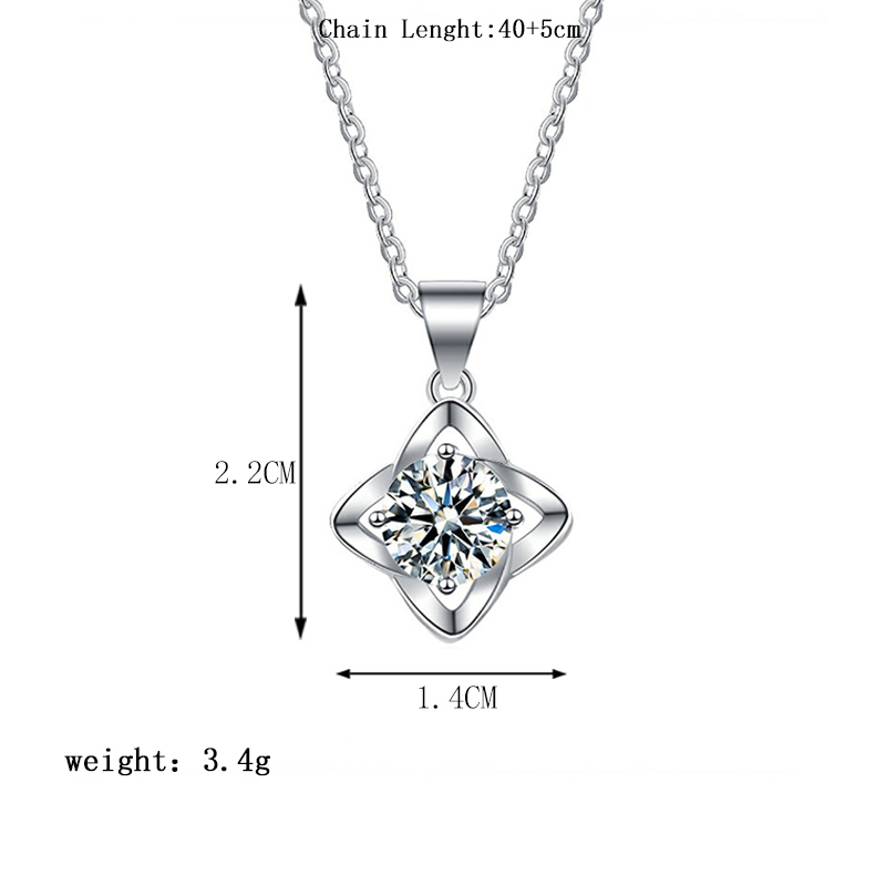 Elegant Flower Sterling Silver Gra Inlay Moissanite Silver Plated Pendant Necklace display picture 5