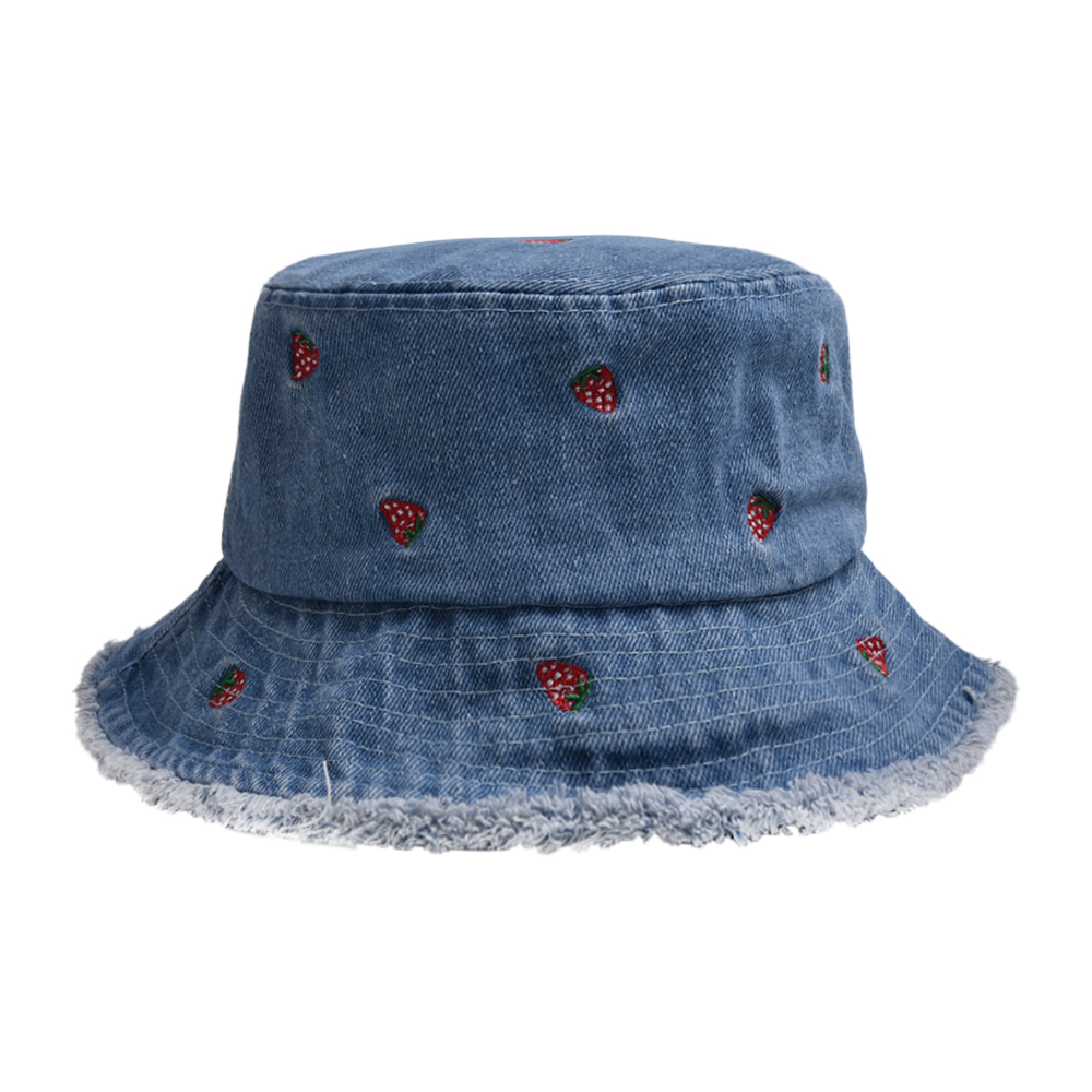 Femmes De Base Style Cow-boy Style Simple Couleur Unie Fleur Fraise Broderie Avant-toit Large Chapeau Seau display picture 8