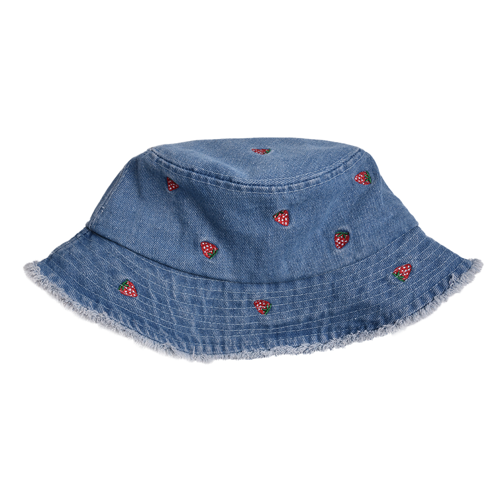 Femmes De Base Style Cow-boy Style Simple Couleur Unie Fleur Fraise Broderie Avant-toit Large Chapeau Seau display picture 7