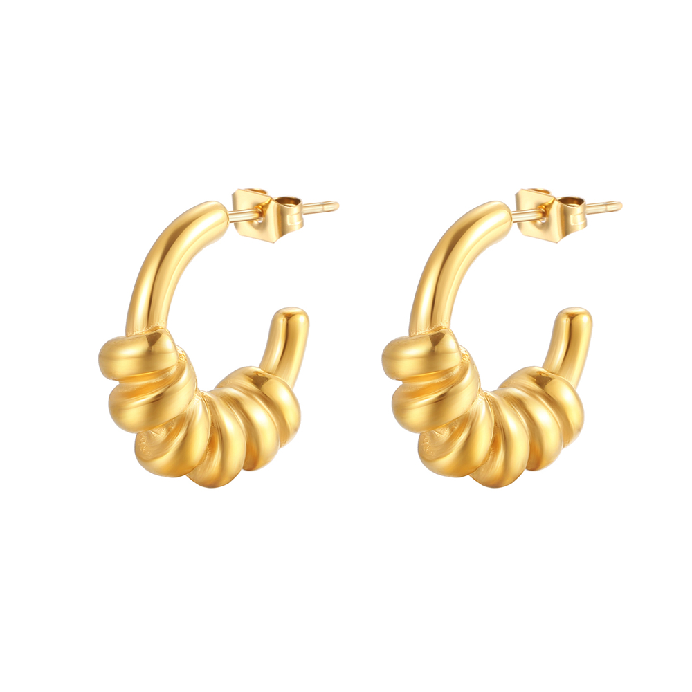 1 Pair Elegant French Style Geometric Polishing Plating 304 Stainless Steel 18K Gold Plated Earrings display picture 1