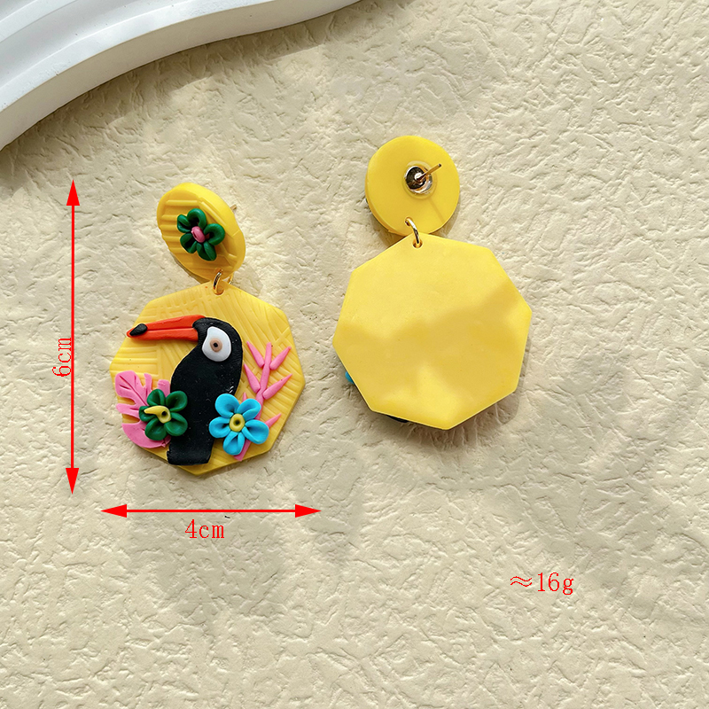 1 Pair Lady Pastoral Classic Style Flower Bird Plating Alloy Soft Clay 14k Gold Plated Drop Earrings display picture 3