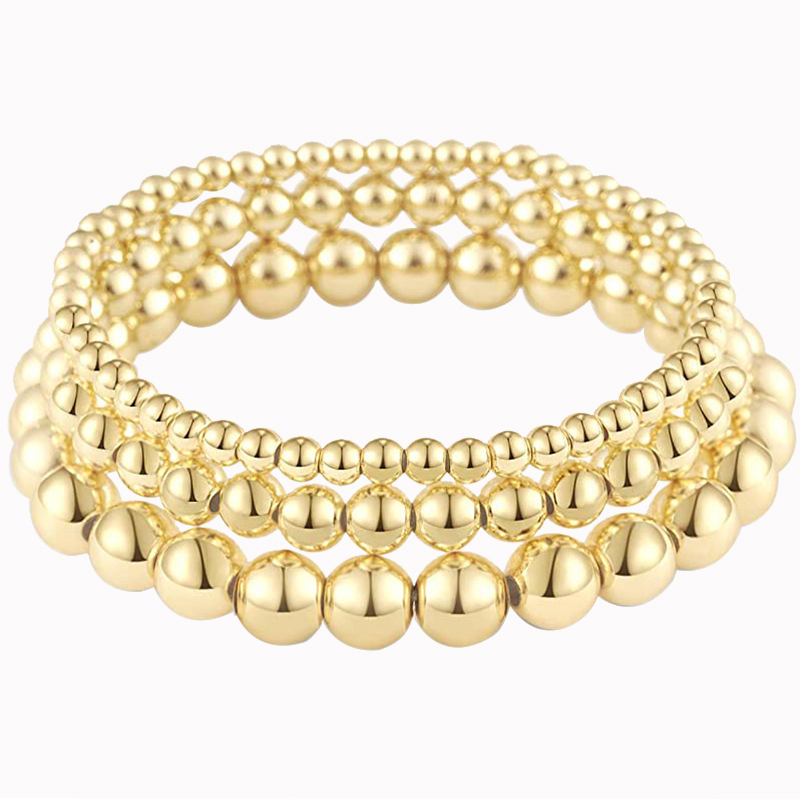 Simple Style Classic Style Round Alloy Beaded Handmade Plating Gold Plated Unisex Bracelets display picture 1
