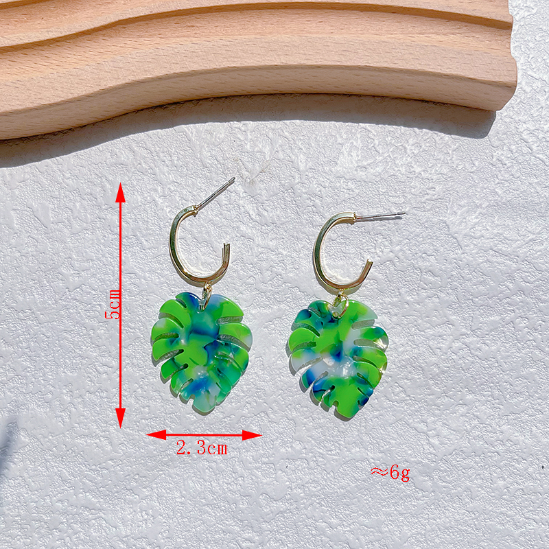 1 Paire Vacances Pastorale Style Classique Feuille Placage Alliage Résine Plaqué Or 14k Boucles D'oreilles display picture 5