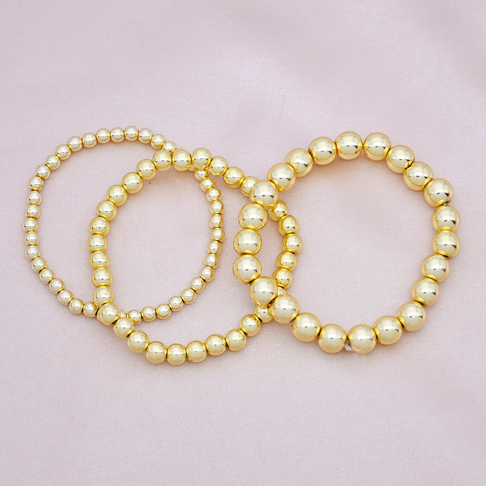 Einfacher Stil Klassischer Stil Runden Legierung Perlen Handgemacht Überzug Vergoldet Unisex Armbänder display picture 6