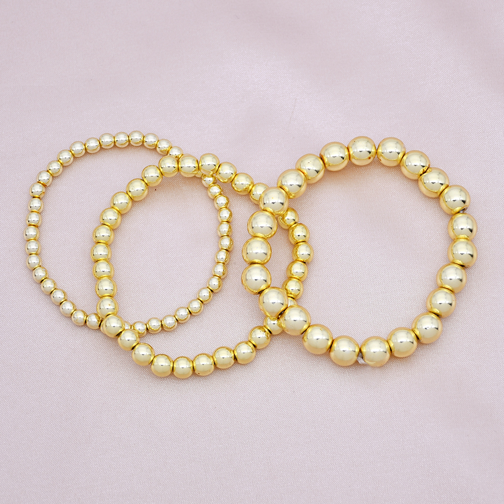 Simple Style Classic Style Round Alloy Beaded Handmade Plating Gold Plated Unisex Bracelets display picture 6