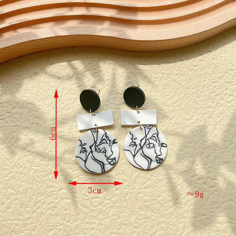 1 Pair Retro Classic Style Commute Round Dots Lattice Arylic Soft Clay Drop Earrings display picture 3