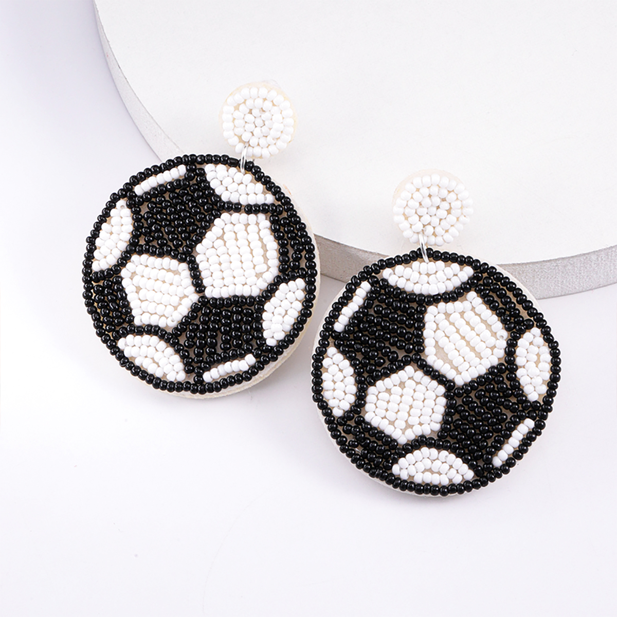 1 Pair Casual Embroidery Sports Basketball Football Plastic Cloth Drop Earrings display picture 4