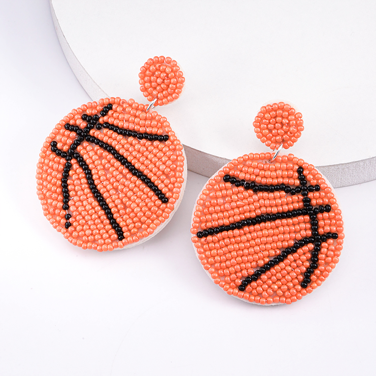 1 Pair Casual Embroidery Sports Basketball Football Plastic Cloth Drop Earrings display picture 3