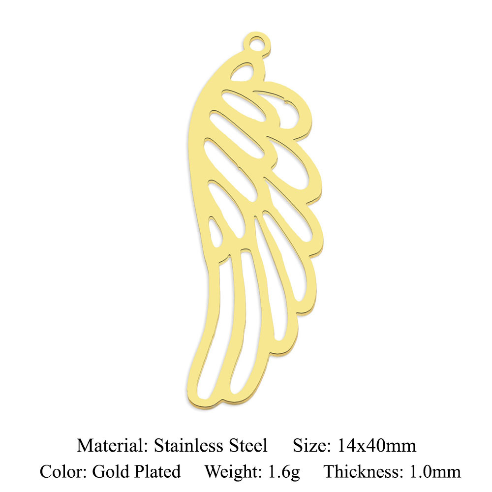 Simple Style Angel Sun Wings Stainless Steel Polishing Plating Gold Plated Jewelry Accessories display picture 2