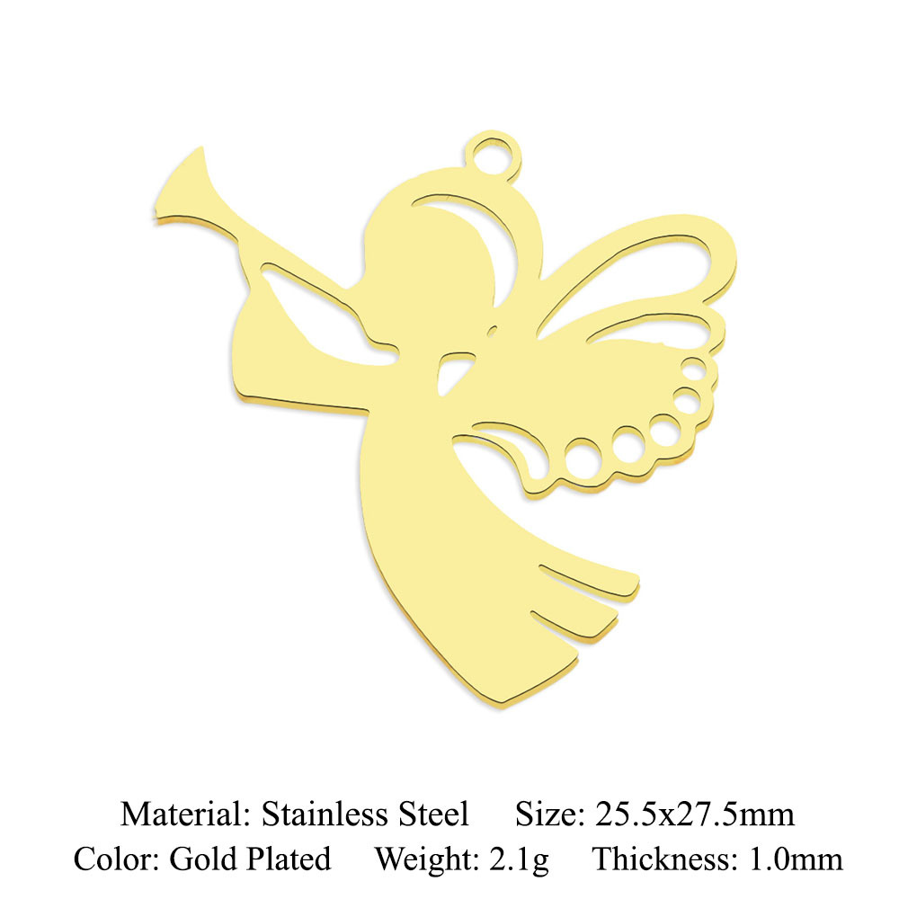Simple Style Angel Sun Wings Stainless Steel Polishing Plating Gold Plated Jewelry Accessories display picture 3