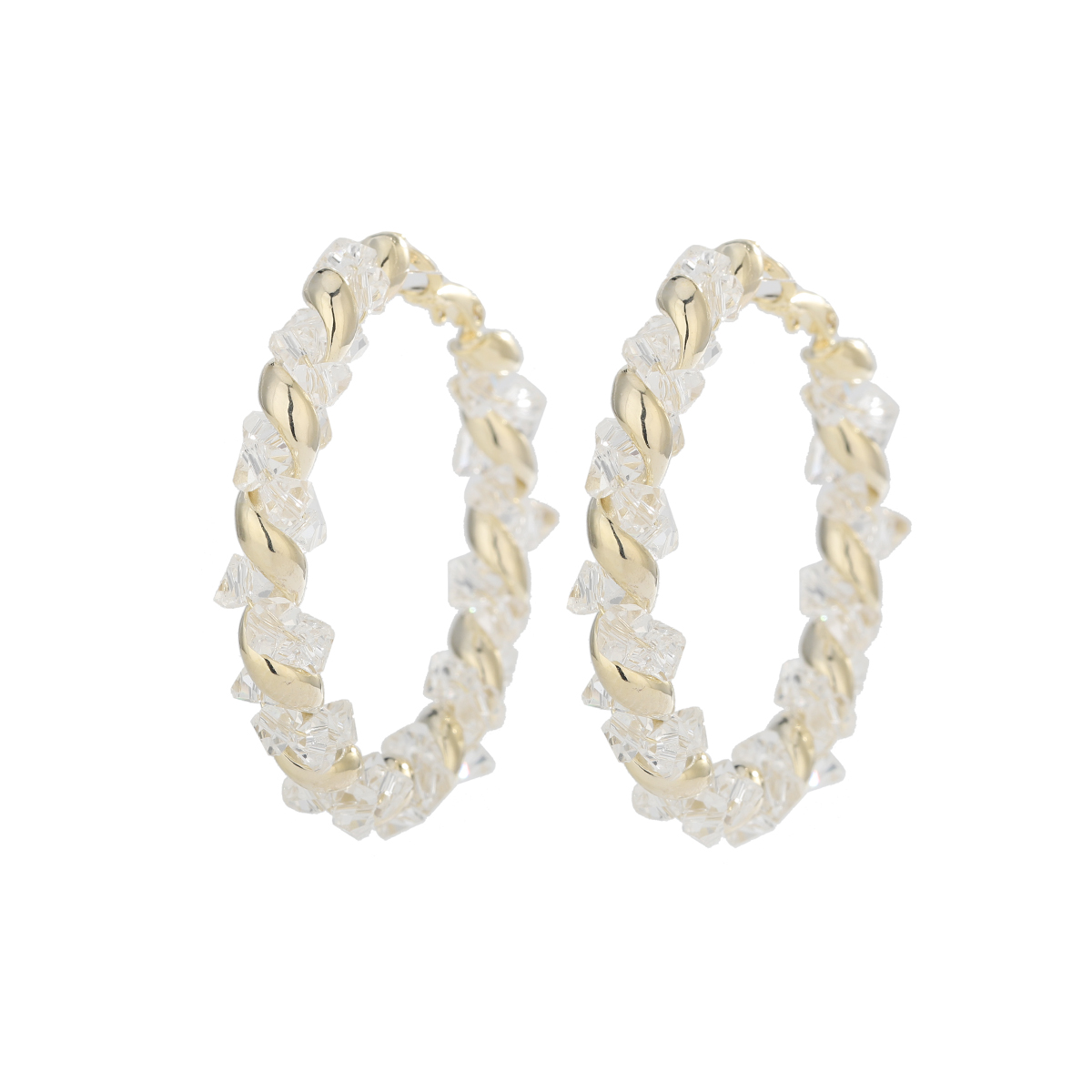 1 Paire Style Simple Style Classique Cercle Placage Incruster Le Cuivre Strass Zircon Plaqué Or 14k Boucles D'oreilles Cerceau display picture 1