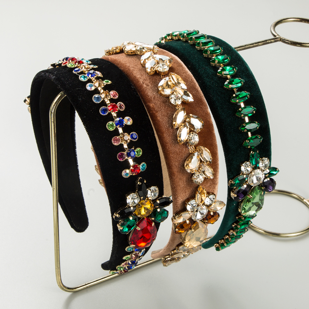 Women's Elegant Luxurious Color Block Cloth Inlay Rhinestones Hair Band display picture 2