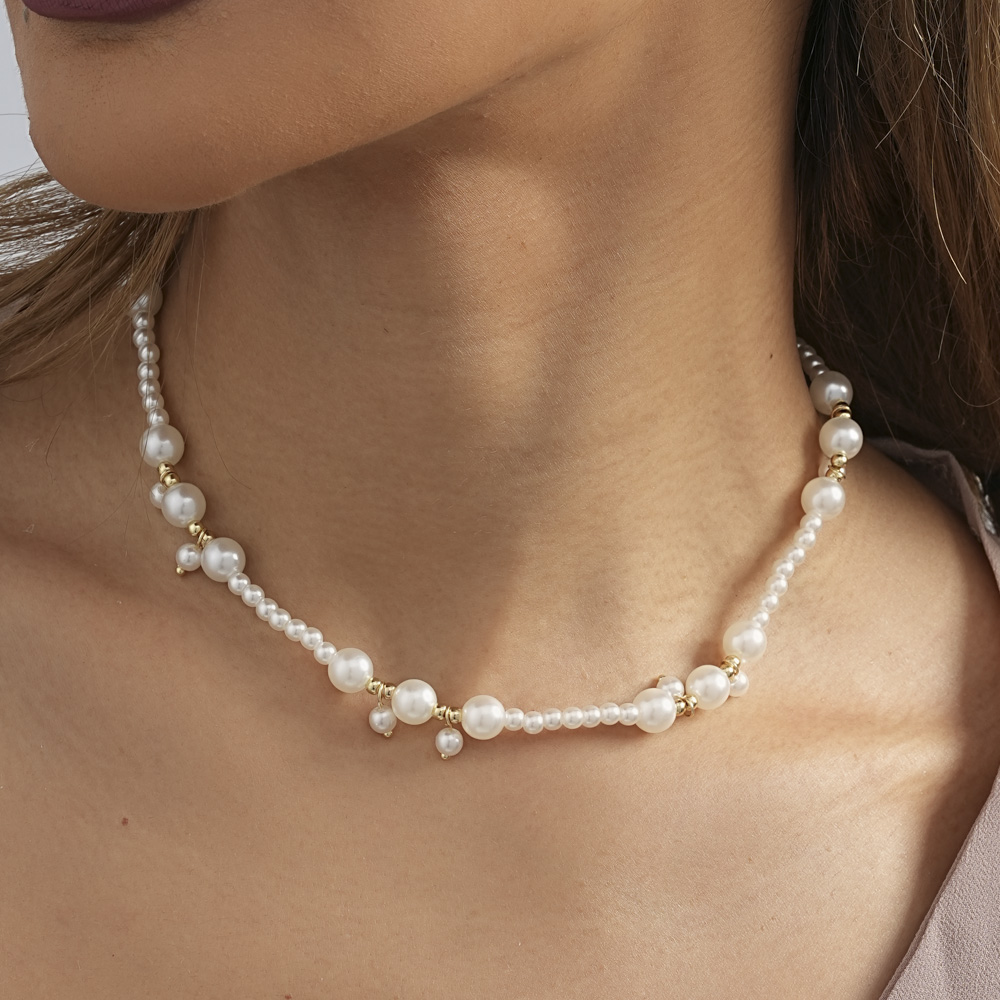 Elegant Dame Einfacher Stil Geometrisch Imitationsperle Perlen Überzug Frau Halskette display picture 4