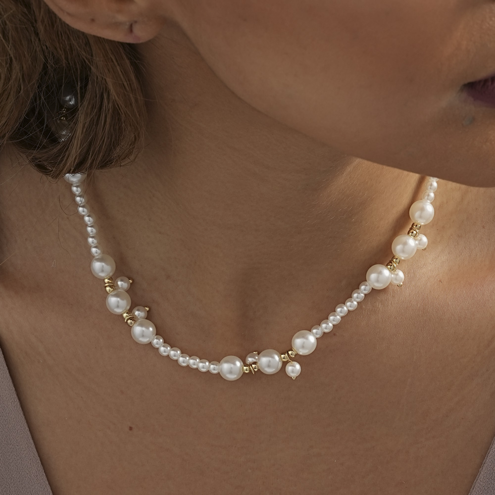 Elegant Dame Einfacher Stil Geometrisch Imitationsperle Perlen Überzug Frau Halskette display picture 6