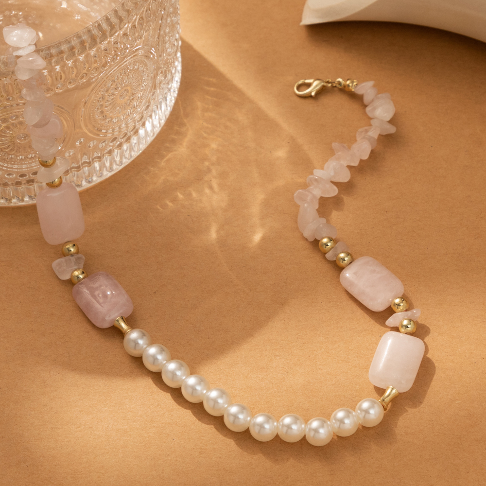 Großhandel Schmuck Elegant Süss Geometrisch CCB Imitationsperle Ein Naturstein Perlen Überzug Halskette display picture 1