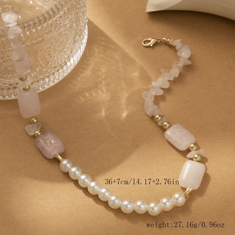 Wholesale Jewelry Elegant Sweet Geometric CCB Imitation Pearl Natural Stone Beaded Plating Necklace display picture 6