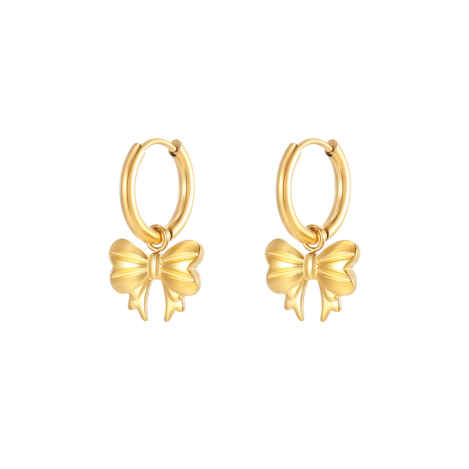 1 Pair Elegant Lady Bow Knot Plating 304 Stainless Steel 18K Gold Plated Drop Earrings display picture 1