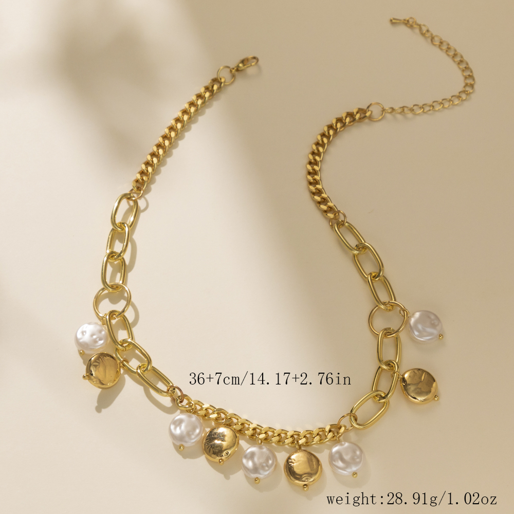 Großhandel Schmuck Römischer Stil Geometrisch CCB Imitationsperle Eisen Überzug Halskette display picture 7