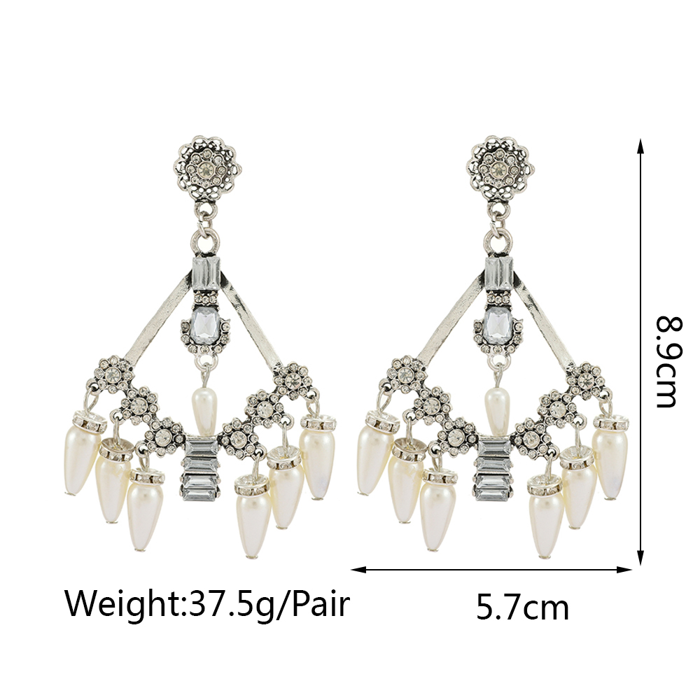 1 Pair Retro Exaggerated Baroque Style Geometric Plating Inlay Zinc Alloy Rhinestones Chandelier Earrings display picture 2