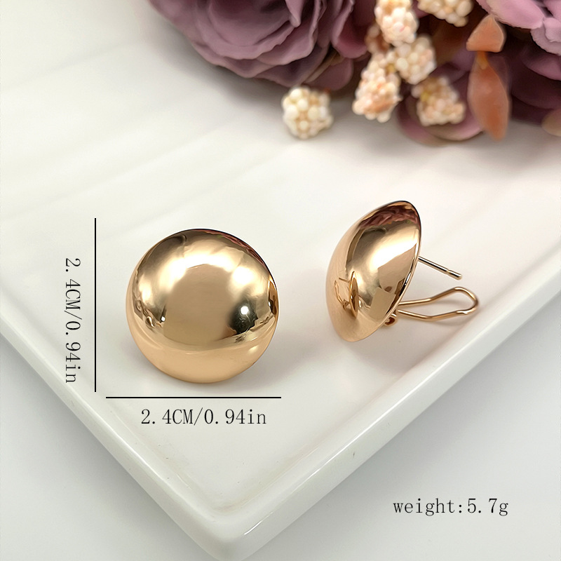 1 Pair Simple Style Solid Color Plating Metal Gold Plated Ear Studs display picture 1