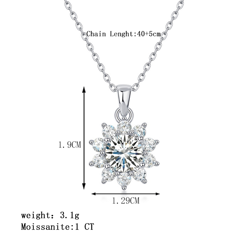Elegant Sweet Solid Color Sterling Silver Plating Inlay Moissanite 18k Gold Plated Pendant Necklace display picture 5
