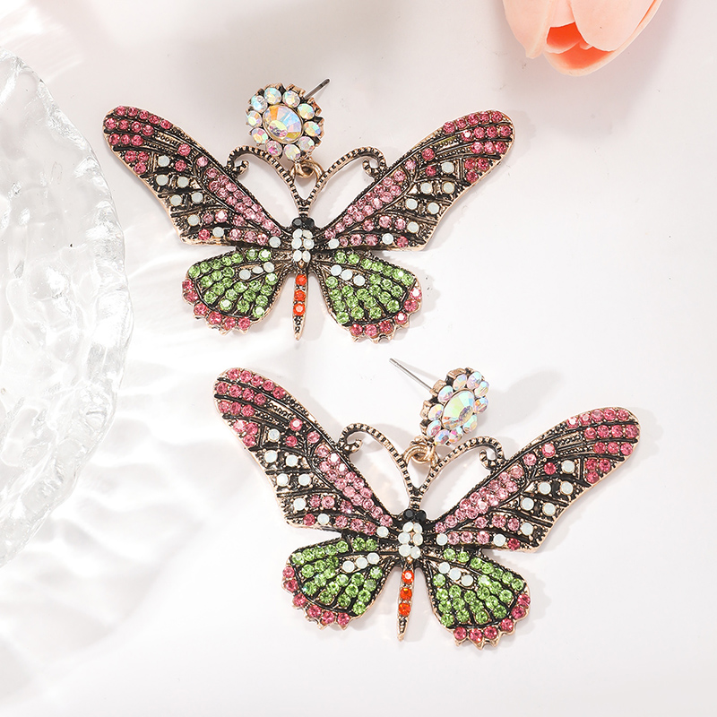 1 Pair Simple Style Classic Style Butterfly Plating Inlay Alloy Rhinestones Gold Plated Drop Earrings display picture 3