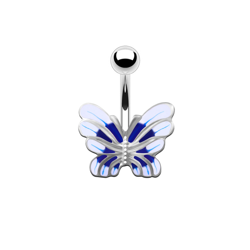 Simple Style Sunflower Heart Shape Butterfly Stainless Steel Alloy Copper Epoxy Flowers Butterfly Rhinestones Copper Zircon White Gold Plated Belly Ring display picture 1