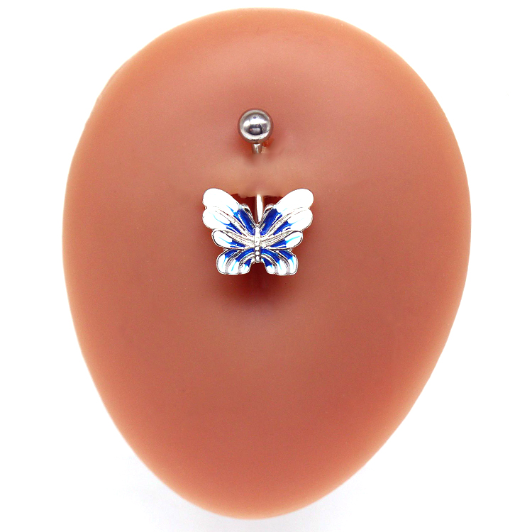 Simple Style Sunflower Heart Shape Butterfly Stainless Steel Alloy Copper Epoxy Flowers Butterfly Rhinestones Copper Zircon White Gold Plated Belly Ring display picture 14