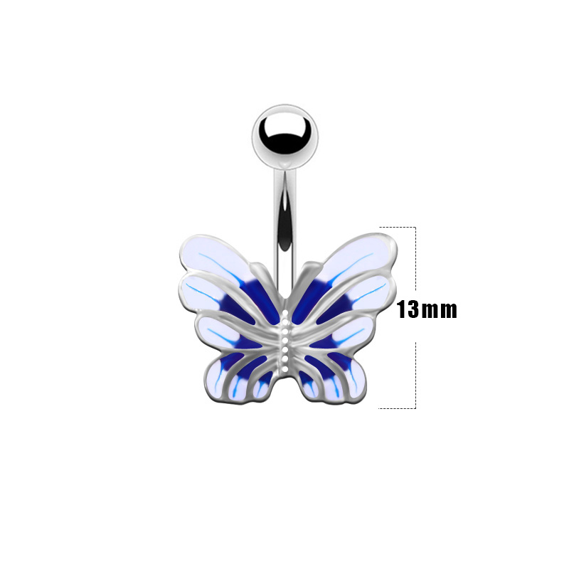 Simple Style Sunflower Heart Shape Butterfly Stainless Steel Alloy Copper Epoxy Flowers Butterfly Rhinestones Copper Zircon White Gold Plated Belly Ring display picture 16
