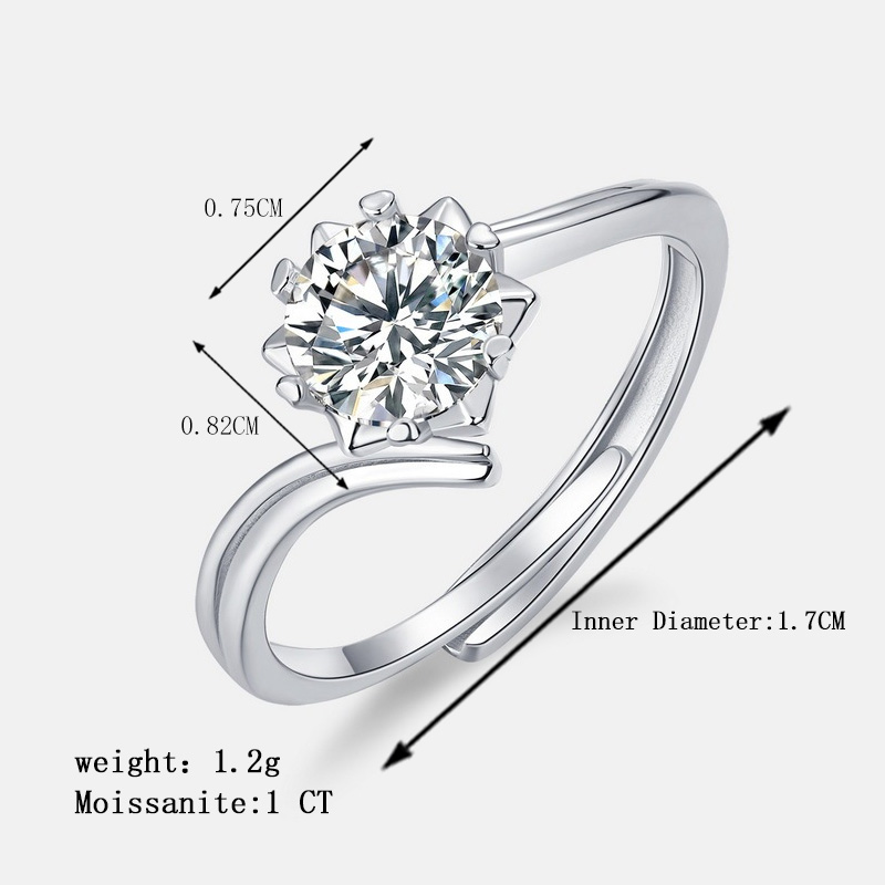 Elegant Geometrisch Sterling Silber Gra Inlay Moissanit Versilbert Offener Ring display picture 5