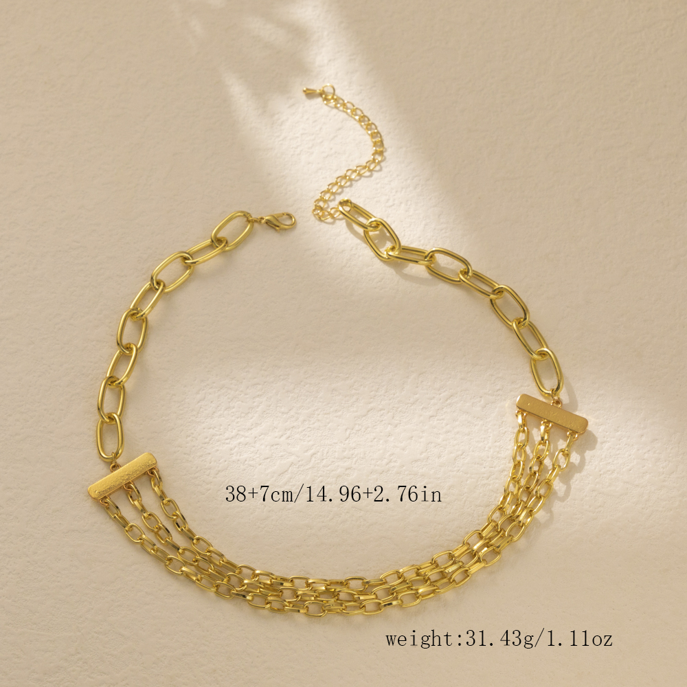 Wholesale Jewelry Sweet Simple Style Solid Color Alloy Iron Chain Layered Plating Layered Necklaces display picture 6