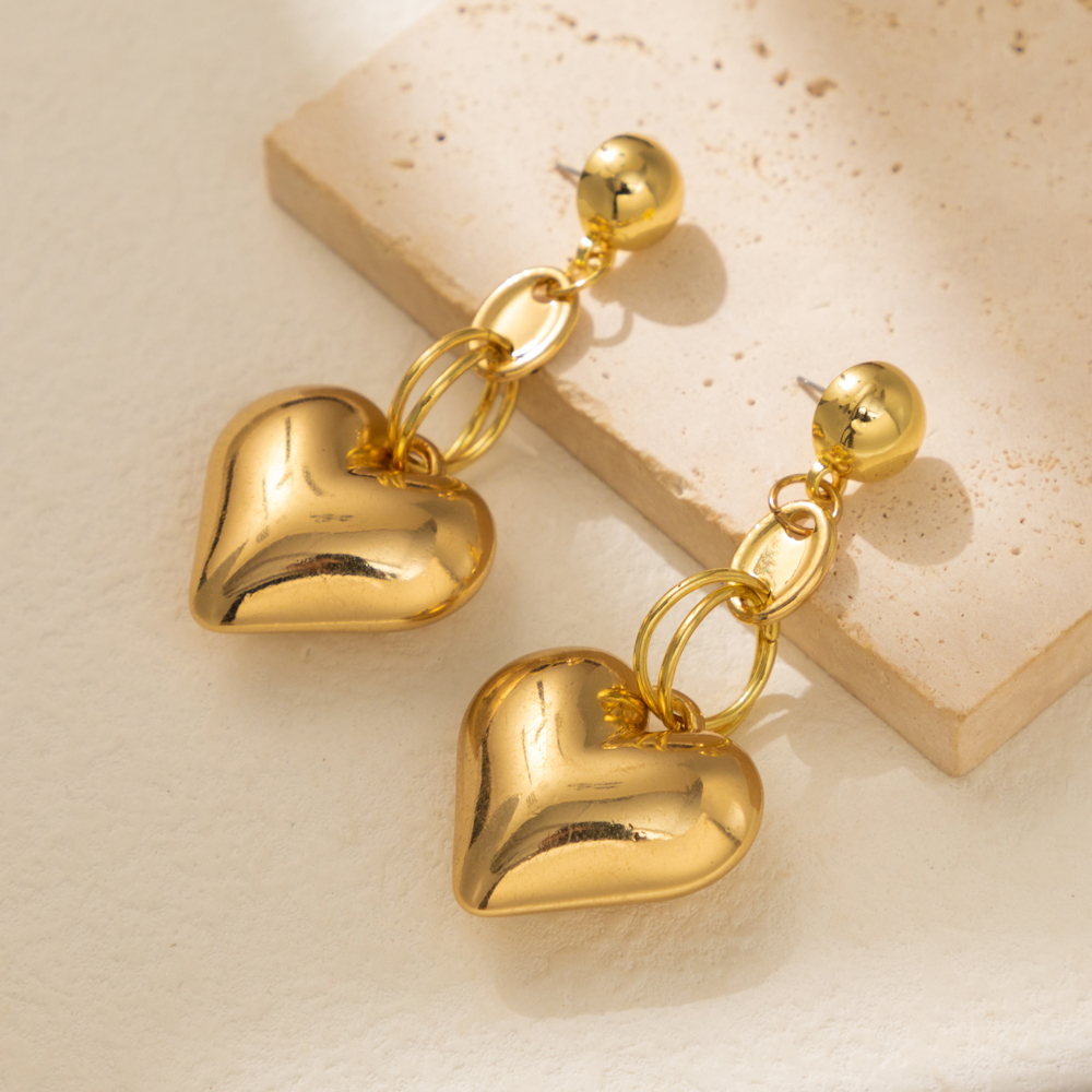 1 Pair Vintage Style Simple Style Heart Shape Alloy Copper Drop Earrings display picture 1
