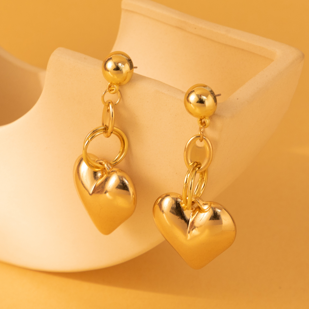 1 Pair Vintage Style Simple Style Heart Shape Alloy Copper Drop Earrings display picture 2
