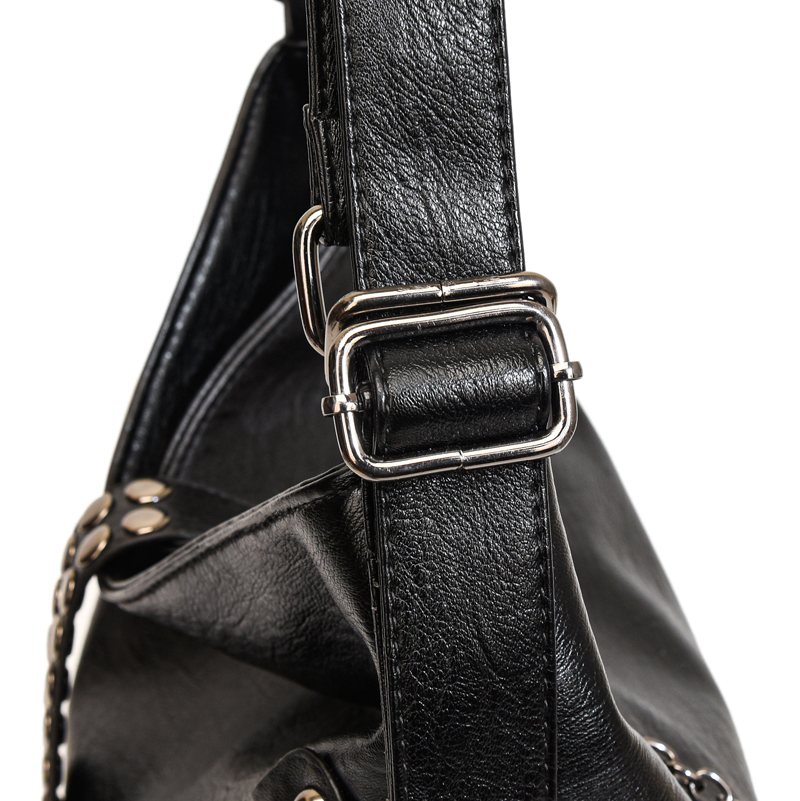 Women's Pu Leather Solid Color Elegant Rivet Bucket Zipper Shoulder Bag display picture 1