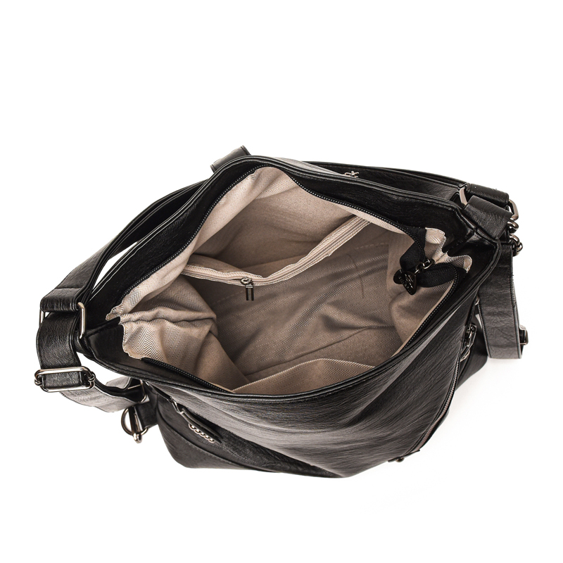 Women's Pu Leather Solid Color Elegant Rivet Bucket Zipper Shoulder Bag display picture 4
